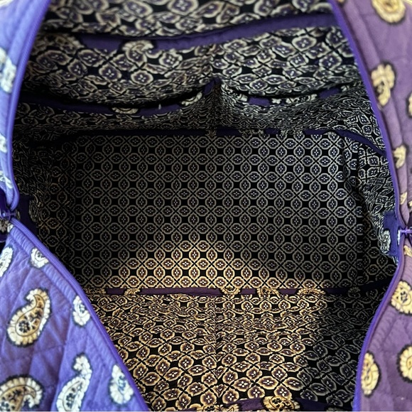VERA BRADLEY Simply Violet 2010 Weekender Bag Purple Paisley Bandana Y2K Travel - Picture 14 of 16